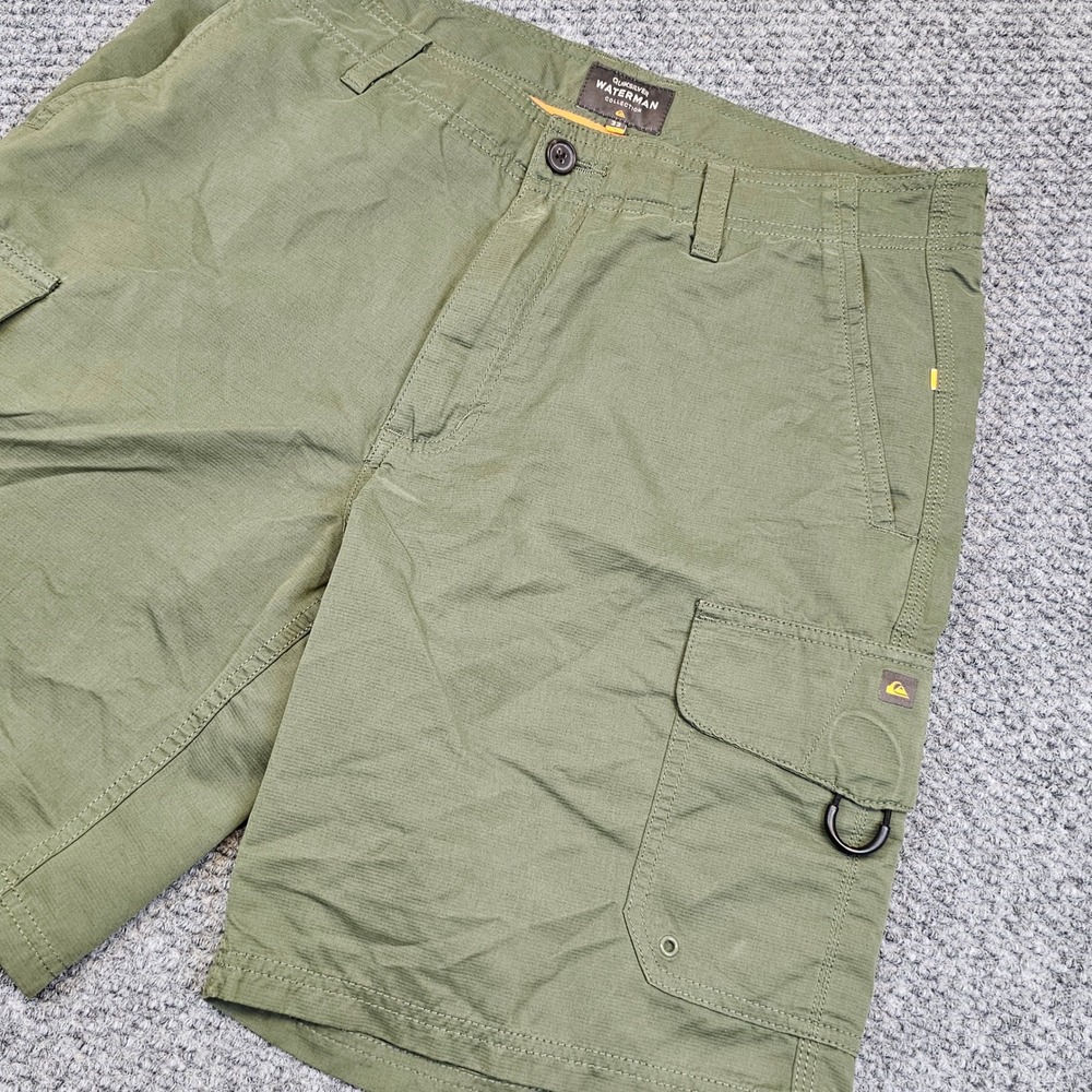 Quiksilver Waterman Collection Mens Cargo Shorts Olive Green Size 32 Hiking